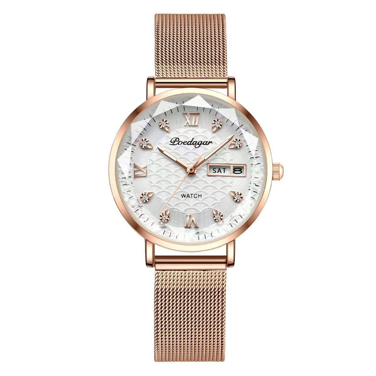 POEDAGAR Watch Women New Fashion Luxury Stainless Steel Wristwatch Bracelet Simple Rose Gold Waterproof Luminous Ladies Watches