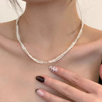 925 Silver Pearl Simple Elegant Thin Chain Pendant Necklace
