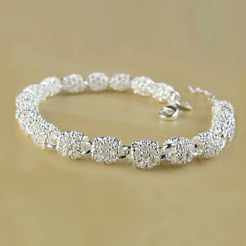 925 Sterling Silver Bracelet Zirconia Geometric Chain Linked For Women Charm Bangle Fashion Lucky Jewelry Gift Christmas