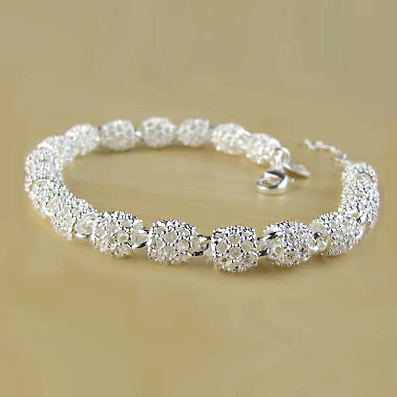 925 Sterling Silver Bracelet Zirconia Geometric Chain Linked For Women Charm Bangle Fashion Lucky Jewelry Gift Christmas - Imbasat