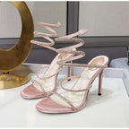 Snake Twine Rhinestones Thin High heels