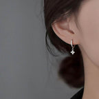 925 Sterling Silver Zircon Flower Pendant Drop Earrings For Women Simple Exquisite Student Girlfriend Fine Jewelry Gifts - Imbasat