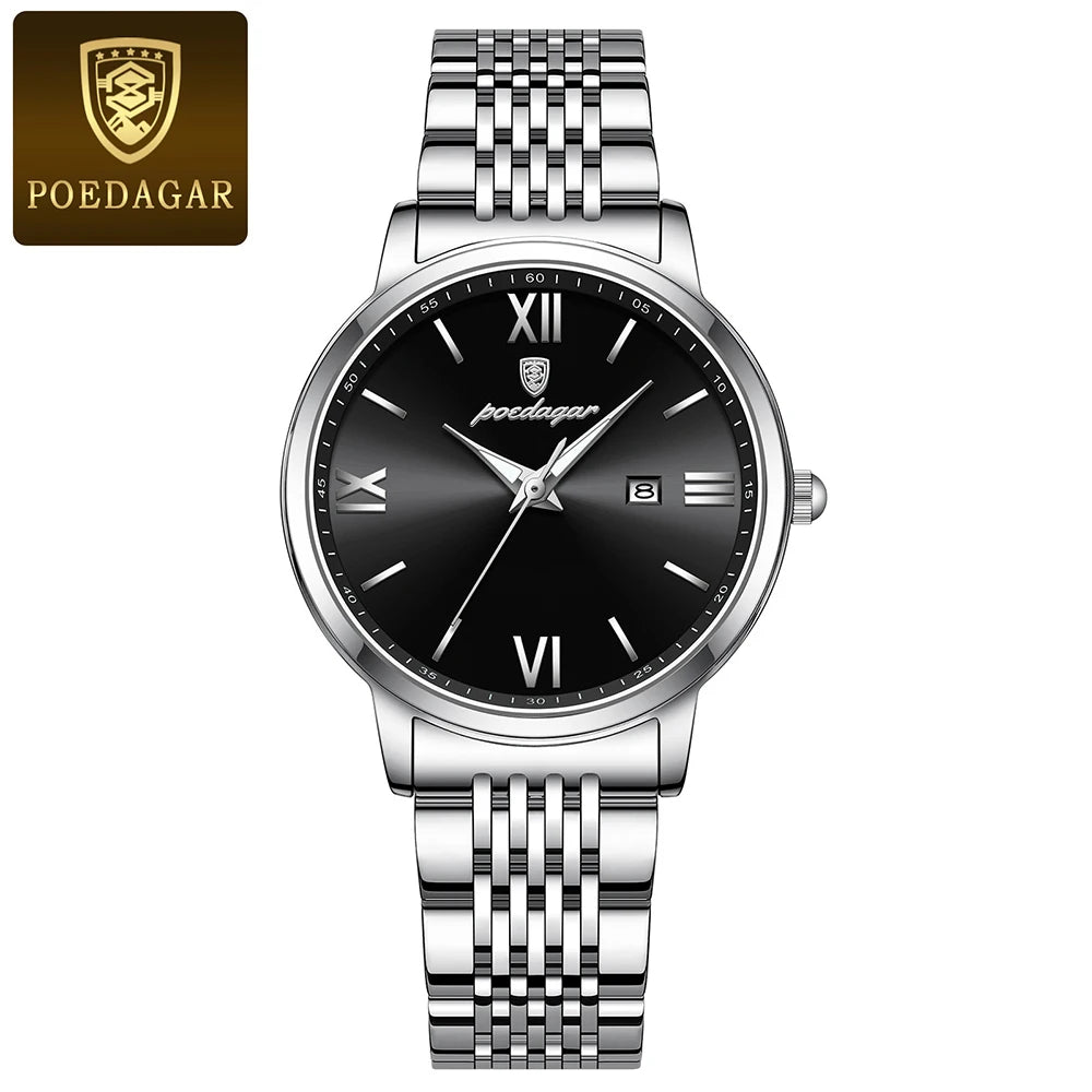 POEDAGAR New Quartz Watch Women Watches Ladies Stainless Steel Strap Waterproof Calendar Wristwatch Female Relogio Feminino