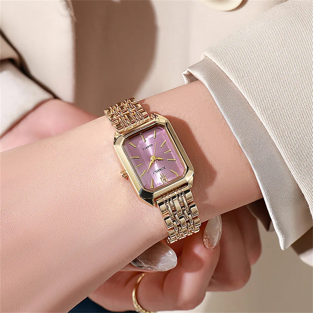 Women's Watch Light Luxury Brand Stainless Steel Chain Business Clock Fashion Elegant Quartz Watch Reloj W124