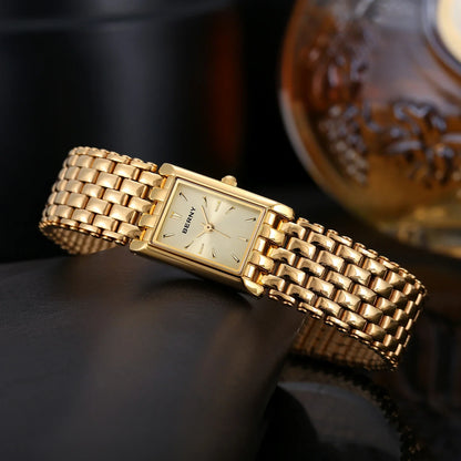 BERNY Gold Watch for Women Square Ladies Quartz Wristwatches Stainless Steel Women Small Gold Watch Luxury Casual Fashion Watch