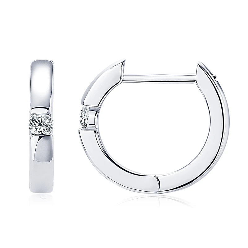 Moissanite Mini Hoops Earrings 925 Sterling Silver