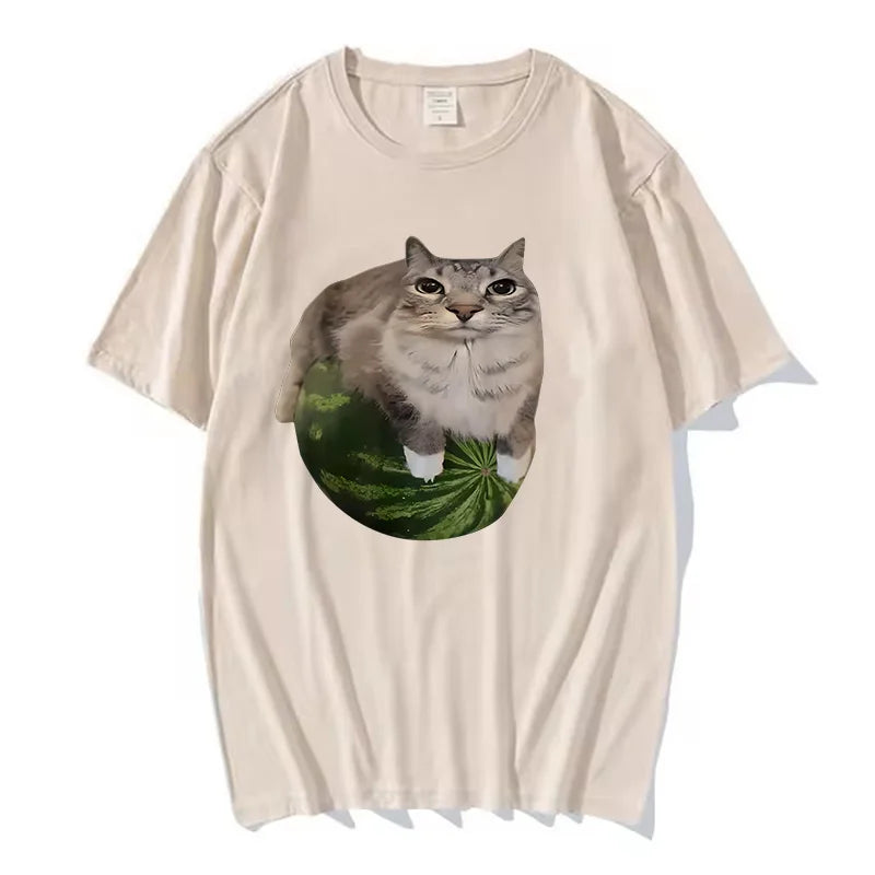 Cat Silly Cat Meme T-Shirt A Hilarious Watermelon Print Shirt