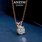 Anziw Rose Gold Plated Moissanite Pendant Necklace (1.0ct ) Sparking D Color Diamond 925