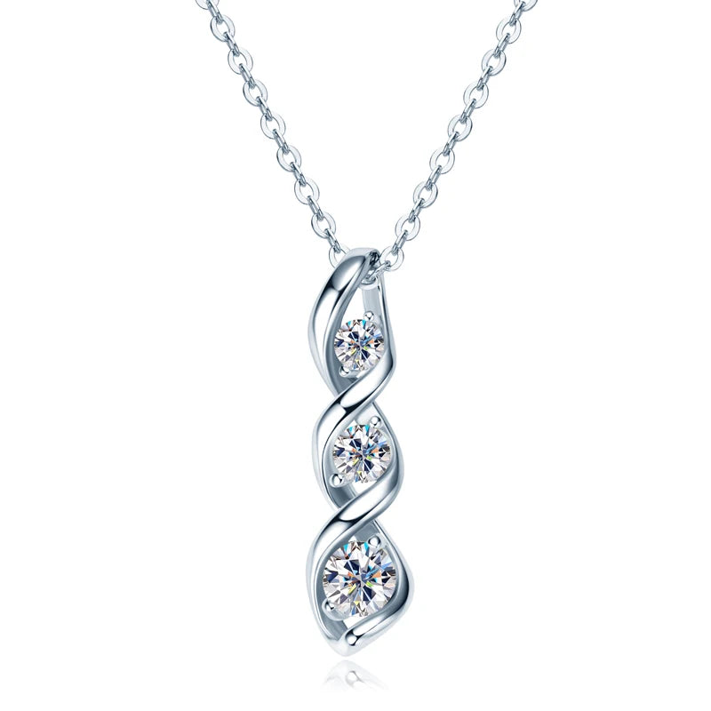 3 Stone Infinity Pendant Necklace 925 Sterling Silver