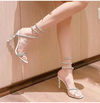 Star Crystal Coiled Stiletto High heels Gladiator Prom Shoes