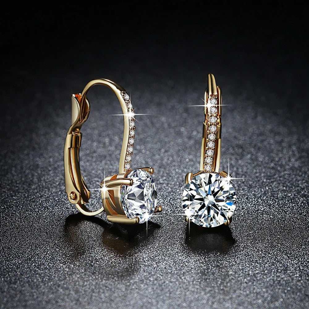 Trendy 14K Gold Plated Earrings Silver Hoops 925 Dangle Earrings Back Moissanite