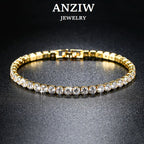 Anziw 3mm D Color VVS1 Moissanite Bracelet 925 Silver