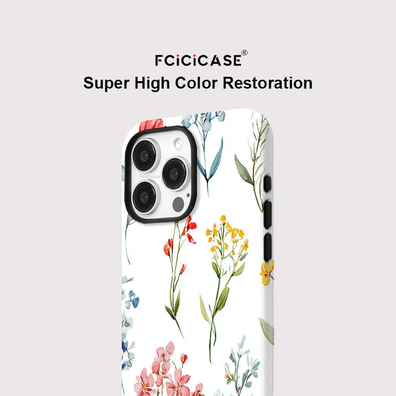 Fcicicase 2-in-1 Magnetic iPhone Case Matte Acrylic Flower