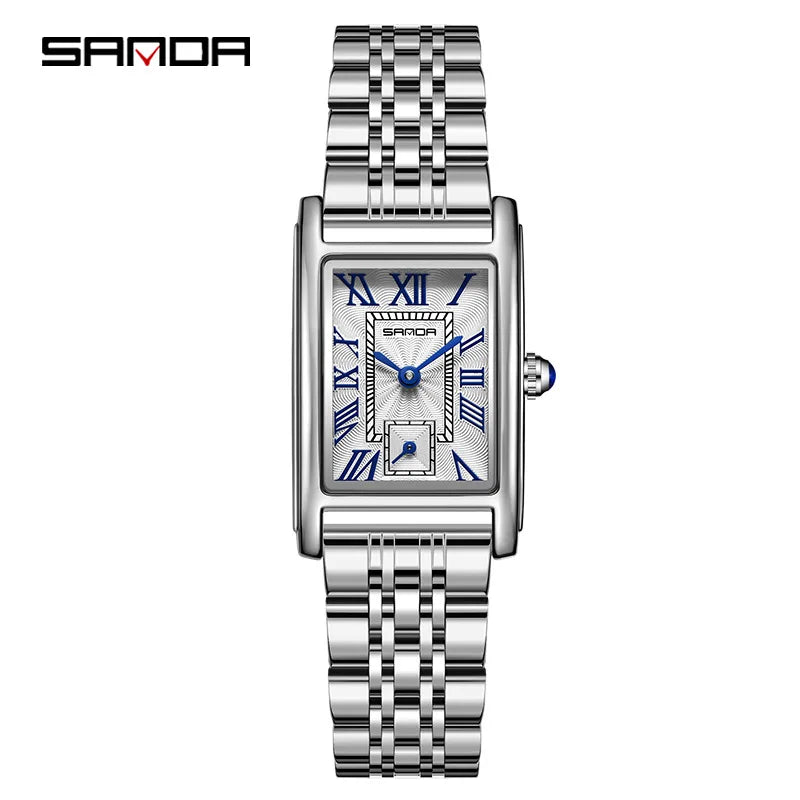 Sanda 1116 New Fashion 2023 Elegant Design Rectangle Dial Water Resistant Quartz Movement Business Women Analog Wrist Watch