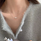 925 Silver Pearl Simple Elegant Thin Chain Pendant Necklace