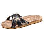 Flat Slippers Linen Lightweight Eva Non-Slip Slides