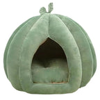 Pumpkin Cat Bed Deep Sleep Comfort House Enclosed