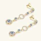 Anziw 2024 Long Stud Earrings Real 925 Silver 2CTW. Round Moissanite Dangle Earrings