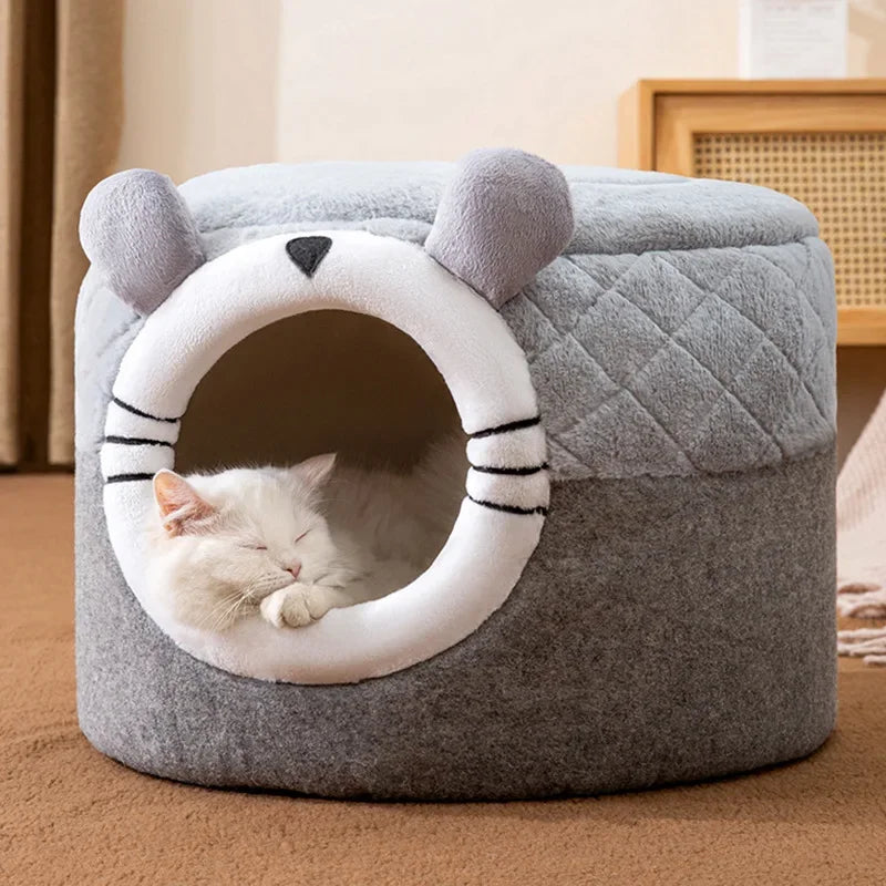 Cat Bed Pet Dog House Winter Cat Villa Sleep Kennel
