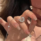 ANENJERY Heart Shaped Zircon Star Moon Necklace female New Fashion Exquisite Simple