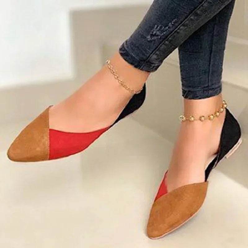 Women Casual Shoes Women Fashion Flat Sandals Mixed Colors Ladies Loafers Pointed Toe Slip Female Office Shoes Casual Sandals - Imbasat