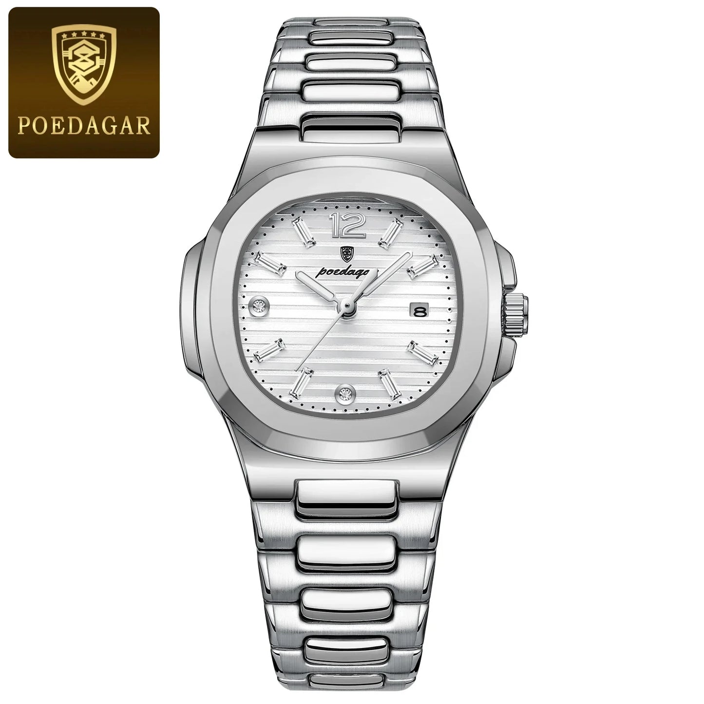 POEDAGAR Luxury Watch For Woman Square Ladies Quartz Watch Luminous Waterproof Date Women's Watches Dress Female Clock reloj+box