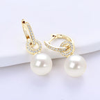 Anziw Real 925 Sterling Silver Hoop Earrings 9-10mm White Shell Pearl