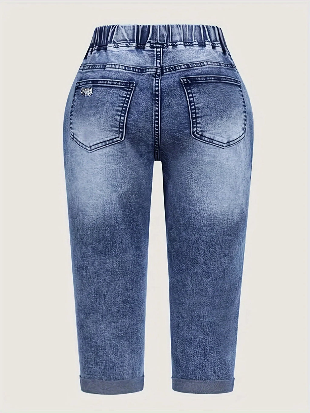 Peacock Blue Stretch Mid-Rise Capri Jeans