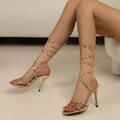 Women Round Toe Strap High-heeled Sandals Women Platform Slippers Female Summer Gold Fashion Sexy Pumps Flip Flops Zapatos Mujer - Imbasat