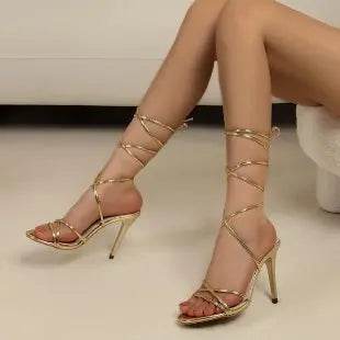 Women Round Toe Strap High-heeled Sandals Women Platform Slippers Female Summer Gold Fashion Sexy Pumps Flip Flops Zapatos Mujer - Imbasat