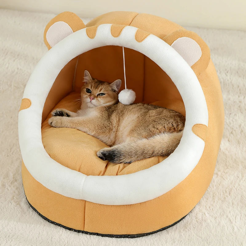 Cat Bed Warm Pet House Kitten Cave Cushion