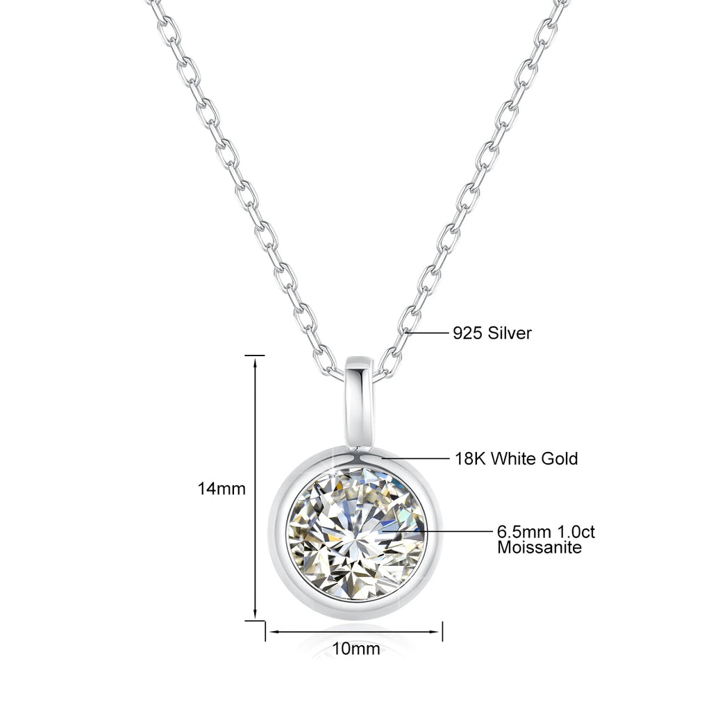 18K Gold Moissanite Necklace 1CT AU750 Pendant