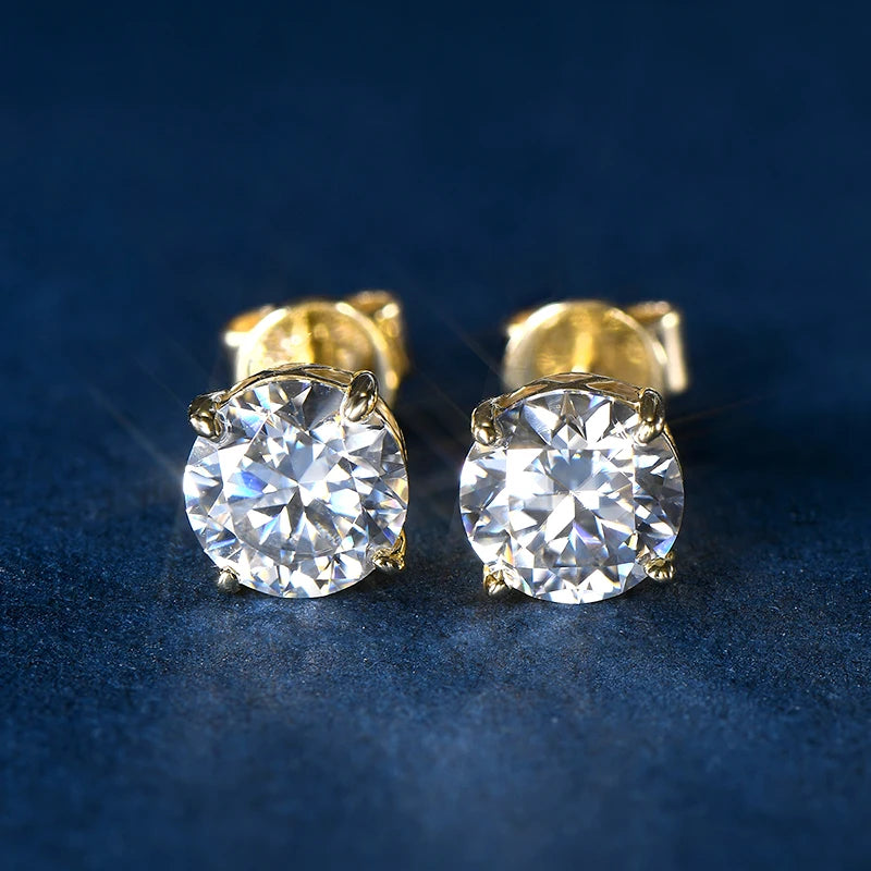 Anziw Pure 10K 14K Gold Stud Earrings D0.80CT Moissanite Earrings
