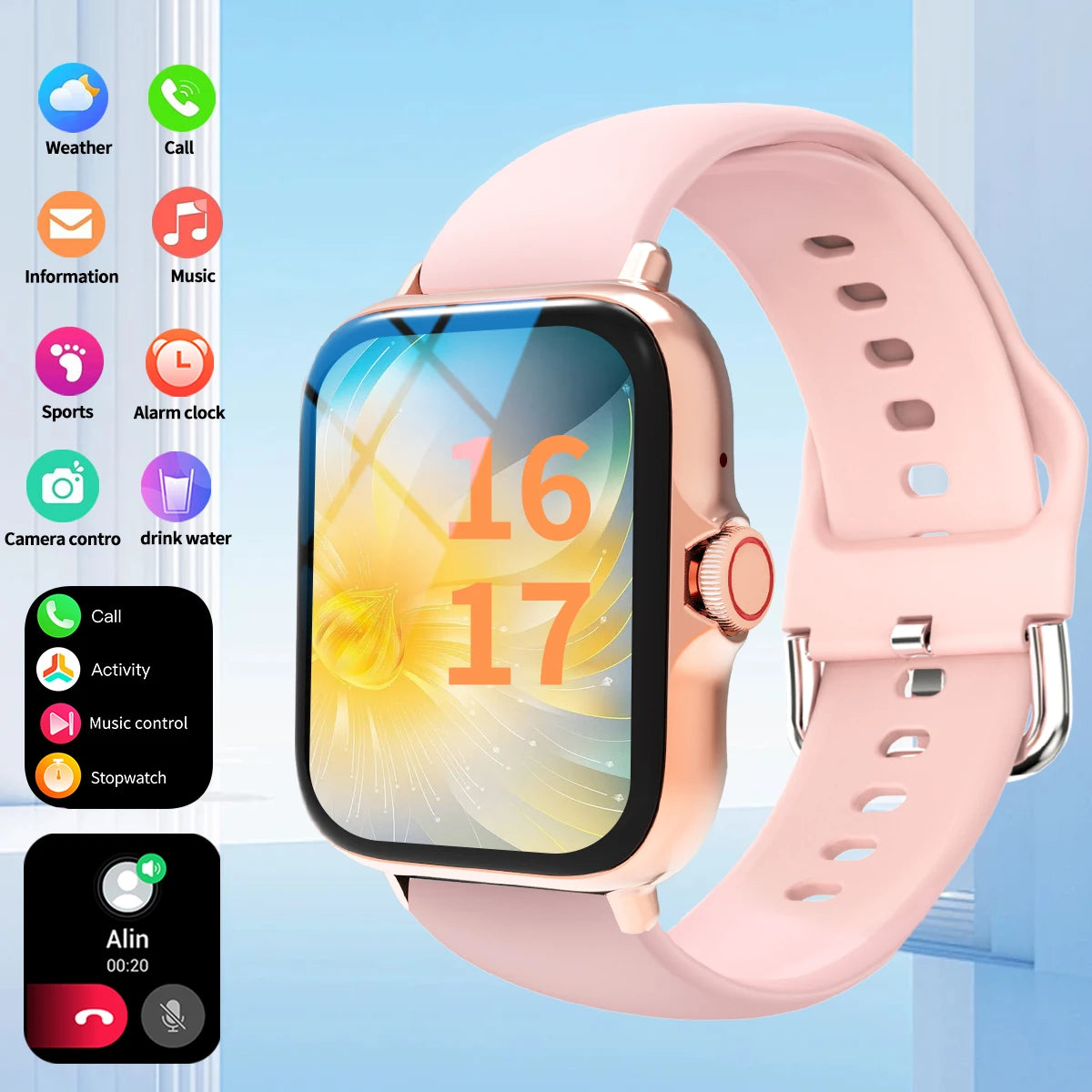 Outdoor sports smartwatch, wireless calling, information reminder, wallpaper change, men's and women's multifunctional sports wa