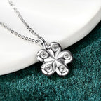 Anziw 925 Sterling Silver Moissanite Necklace Adjustable Chain Flower Petal Pendant