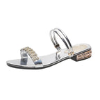 The New Sandals Women Summer Fashion Elegant Non-Slip Crystal luxury Ladies Slippers Rivet Rhinestone Low Heels - Imbasat