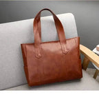 New Casual PU Leather Large Capacity Tote Bags for Women Fashion Solid Color Zipper Female Shoulder Bag Ladies Handbag - Imbasat