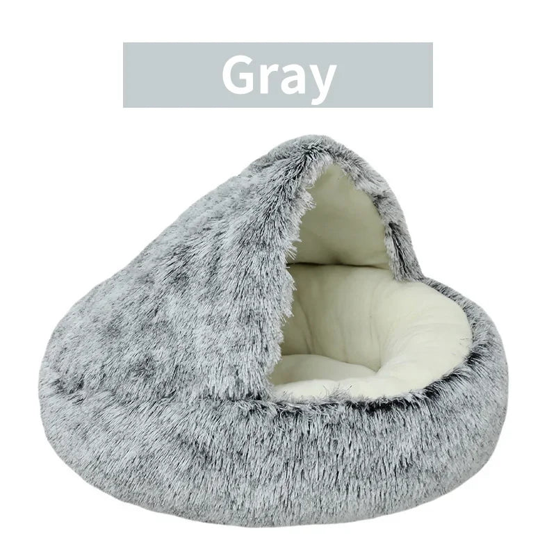 Winter Plush Pet Cat Bed Round