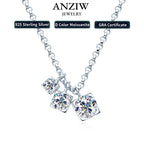 D0.90CT 3 Stones Pendant Necklace 925 Sterling Silver