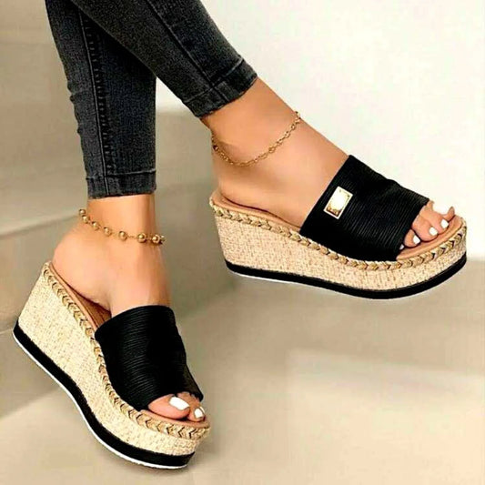 Womens High Heels Sandal Summer Leisure Wedges Sandals 2022 New Outdoor Beach Slippers Women Platform Mules Slipper Plus Size 43 - Imbasat