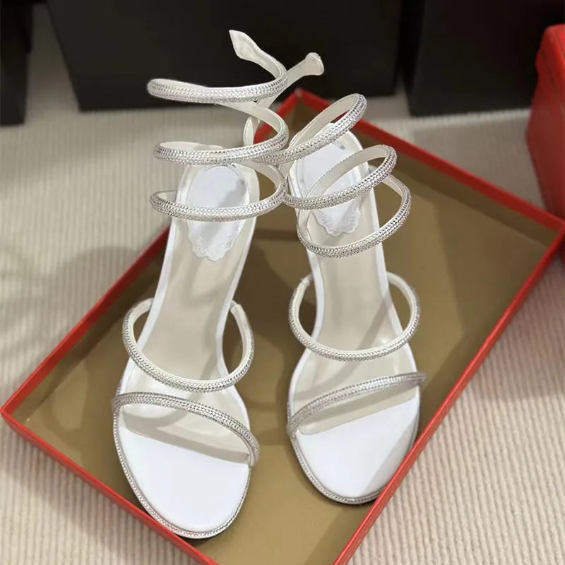 Snake Twine Rhinestones Thin High heels