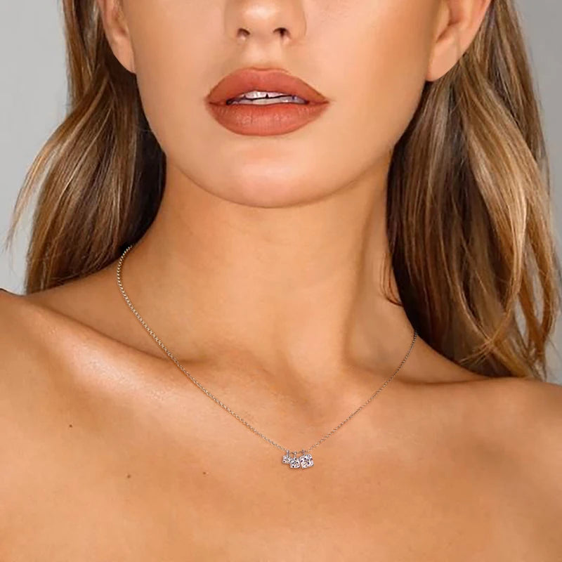 D0.90CT 3 Stones Pendant Necklace 925 Sterling Silver