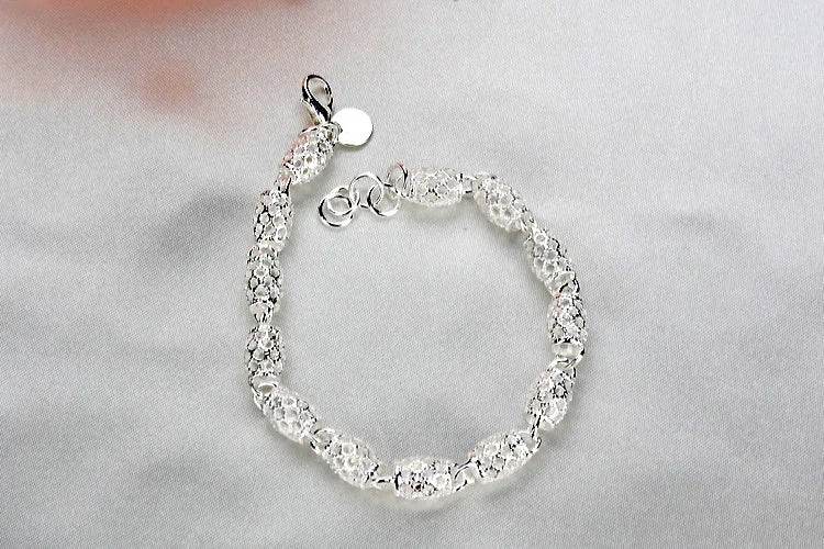 925 Sterling Silver Bracelet Zirconia Geometric Chain Linked For Women Charm Bangle Fashion Lucky Jewelry Gift Christmas - Imbasat