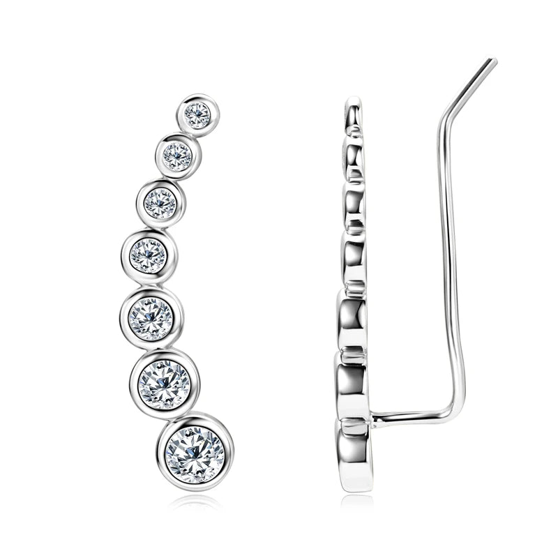 Anziw 1.52CTTW. Full Bezel Moissanite Earrings Climber