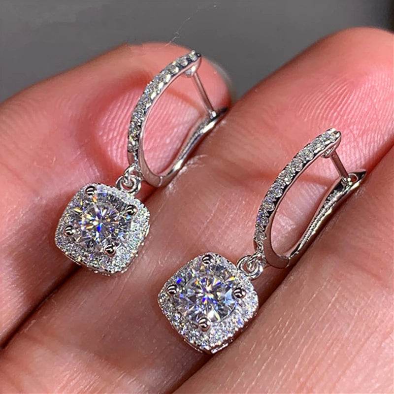 D Moissanite 3ct Earrings 925 Sterling Silver Original Certified Moissanite 1ct Hoop Drop Dangle Earrings 2ct Huggie for Women - Imbasat