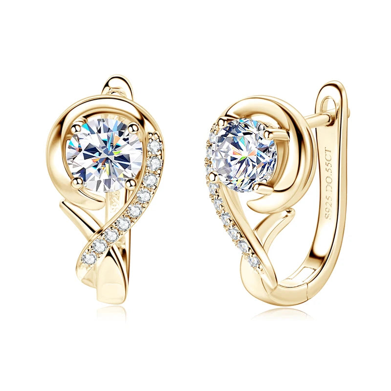 Anziw Infinity Earrings 925 Silver Hoops with 5mm 0.5ct D Moissanite