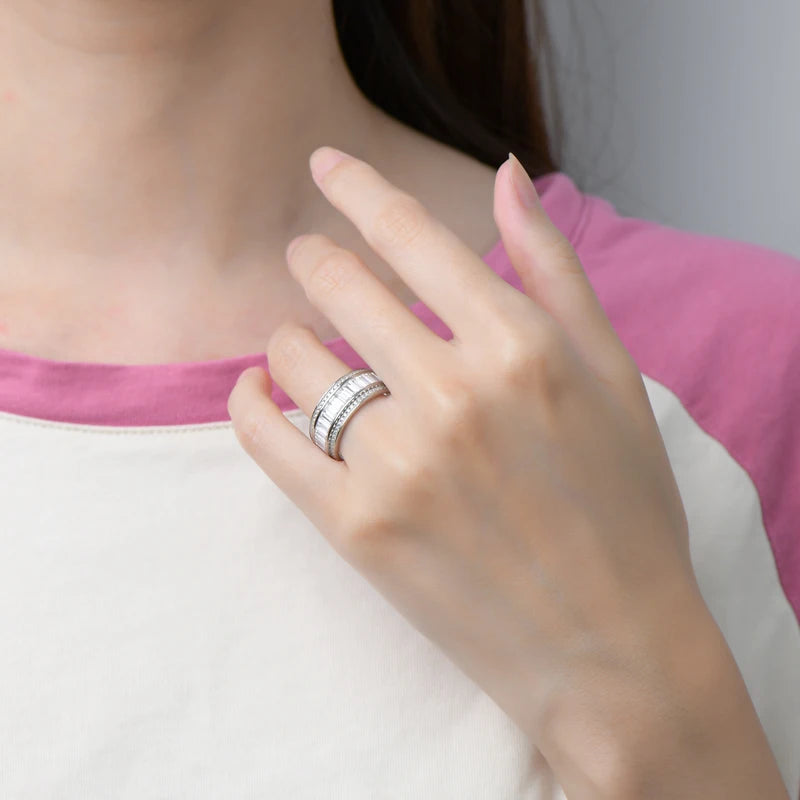 ANZIW Luxury 5A CZ Full Eternity Ring Band Silver 925 Rings