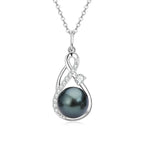 Anziw 10mm Black Pearl Moissanite Infinity Pendant Necklace Silver 925