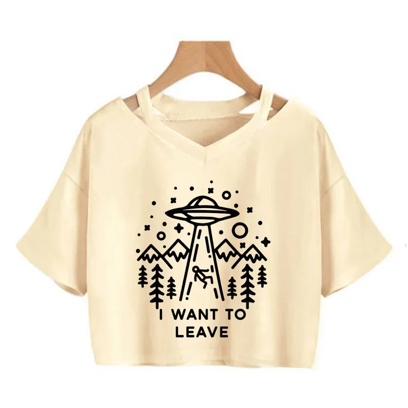 T-Shirt Harajuku Gothic Cropped Graphic Korean Style