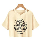 T-Shirt Harajuku Gothic Cropped Graphic Korean Style